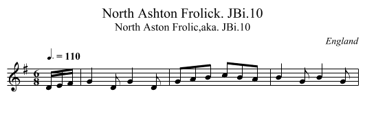 North Ashton Frolick. JBi.10 - staff notation