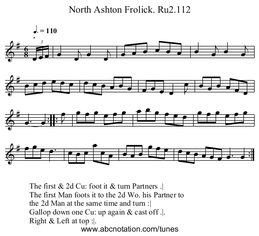 North Ashton Frolick. Ru2.112 - staff notation