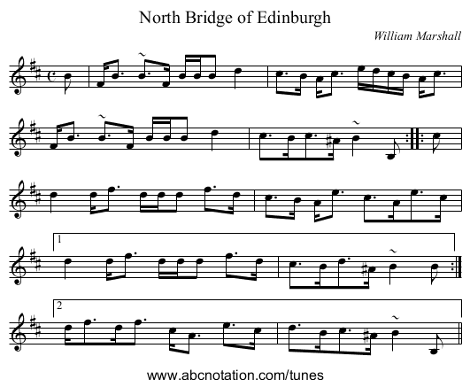 North Bridge of Edinburgh - staff notation