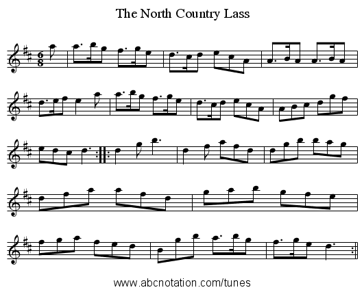 North Country Lass, The - staff notation