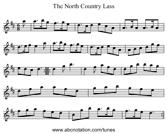 North Country Lass, The - staff notation