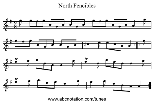 North Fencibles - staff notation