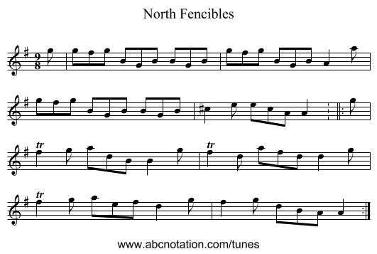 North Fencibles - staff notation