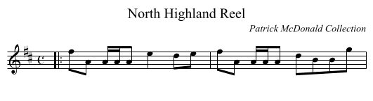 North Highland Reel - staff notation