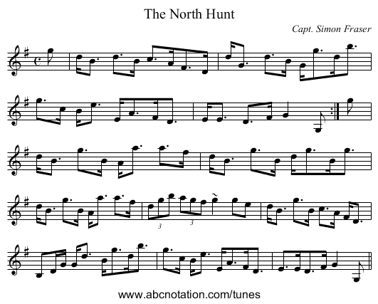 North Hunt, The - staff notation