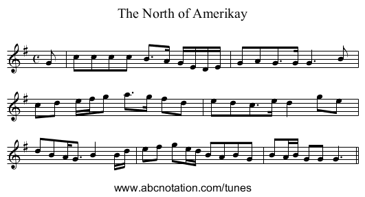 North of Amerikay, The - staff notation