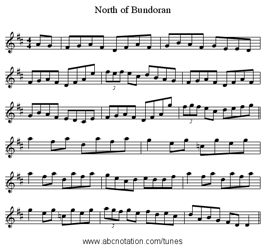 North of Bundoran - staff notation