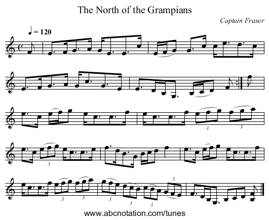 North of the Grampians, The - staff notation