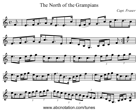 North of the Grampians, The - staff notation