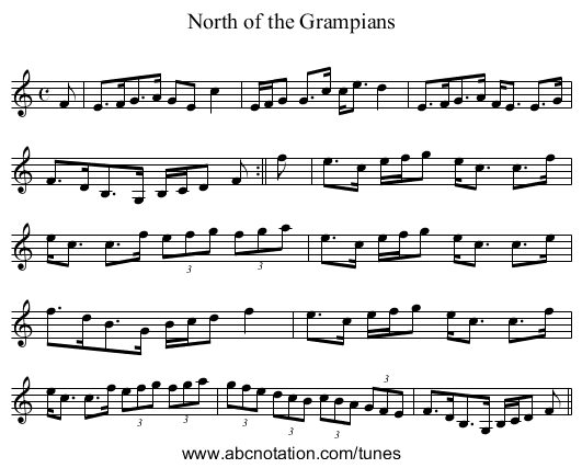 North of the Grampians - staff notation