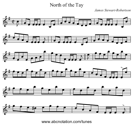 North of the Tay - staff notation