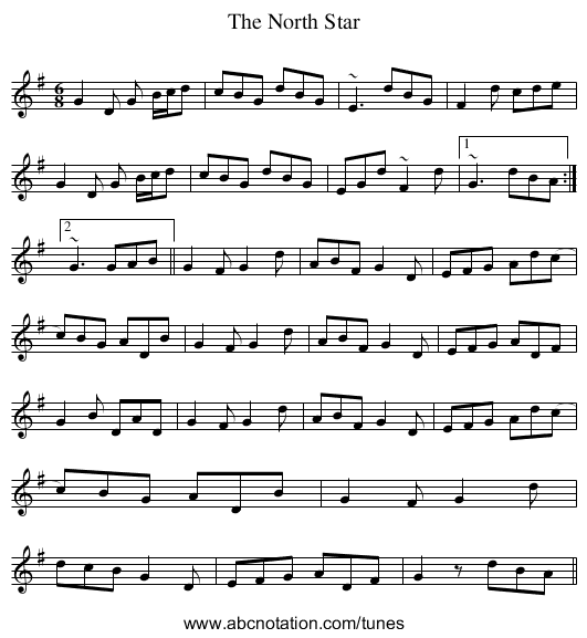 North Star, The - staff notation