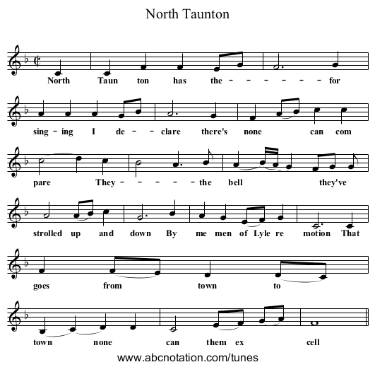 North Taunton - staff notation