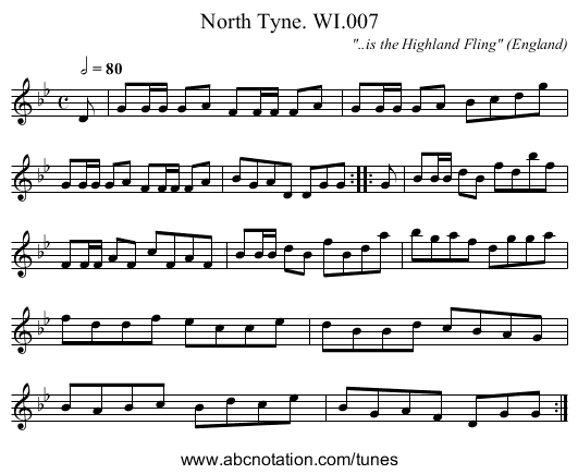 North Tyne. WI.007 - staff notation