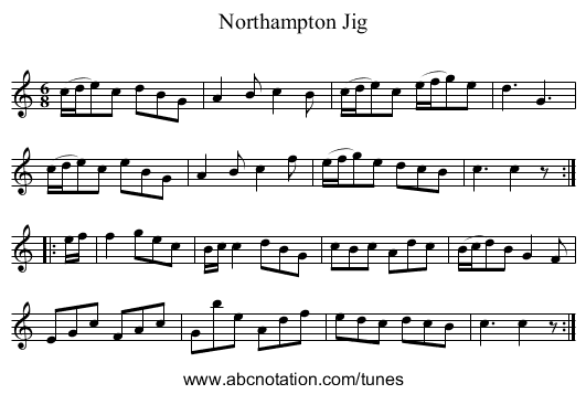 Northampton Jig - staff notation