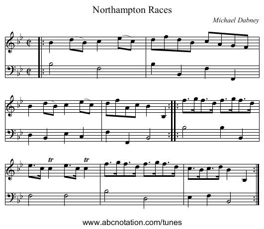 Northampton Races - staff notation