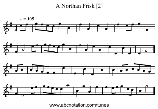 Northan Frisk [2], A - staff notation