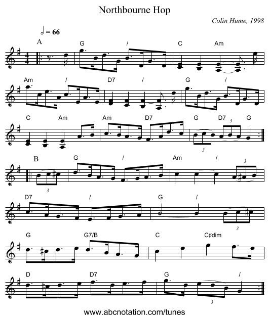 Northbourne Hop - staff notation