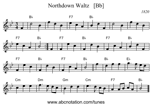 Northdown Waltz   [Bb] - staff notation