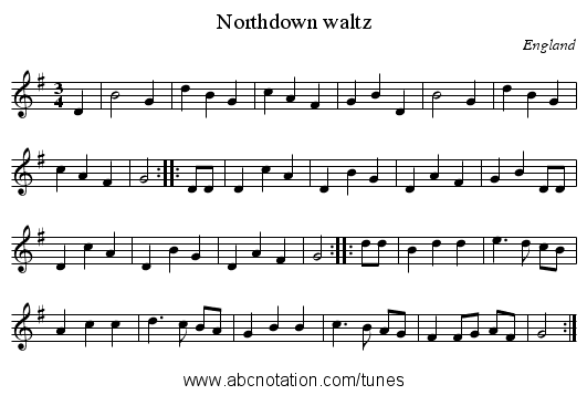 Northdown waltz - staff notation