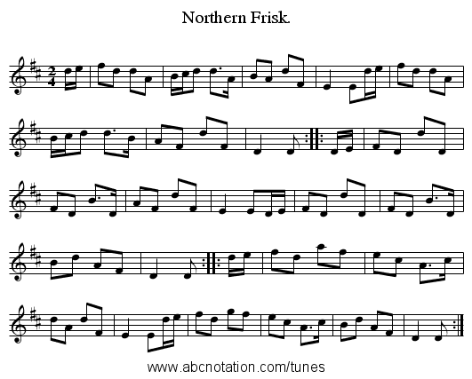 Northern Frisk. - staff notation