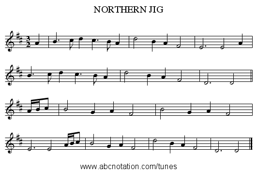 NORTHERN JIG - staff notation