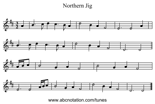 Northern Jig - staff notation
