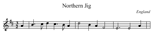 Northern Jig - staff notation