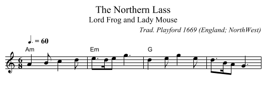 Northern Lass, The - staff notation