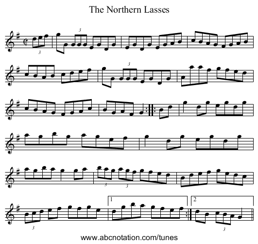 Northern Lasses, The - staff notation
