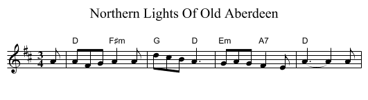 Northern Lights Of Old Aberdeen - staff notation