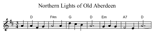 Northern Lights of Old Aberdeen - staff notation