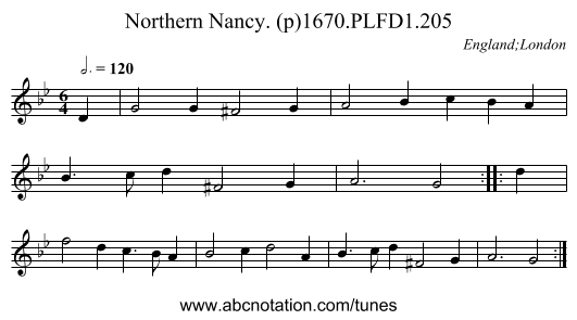 Northern Nancy. (p)1670.PLFD1.205 - staff notation