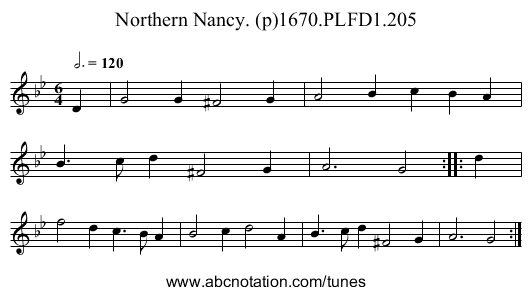 Northern Nancy. (p)1670.PLFD1.205 - staff notation