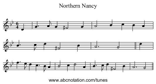 Northern Nancy - staff notation