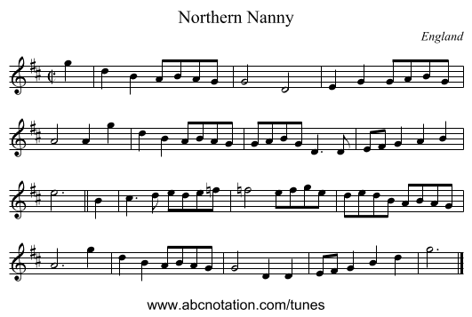 Northern Nanny - staff notation
