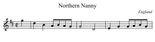Northern Nanny - staff notation