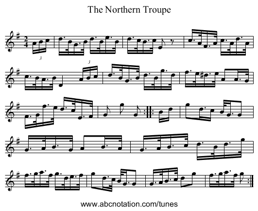 Northern Troupe, The - staff notation