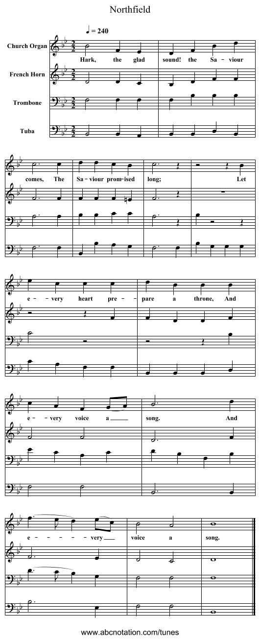 Northfield - staff notation