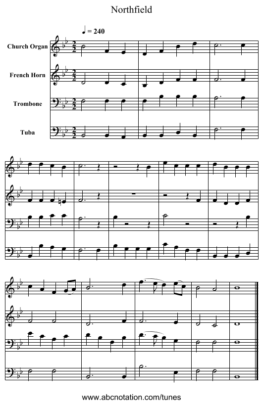 Northfield - staff notation