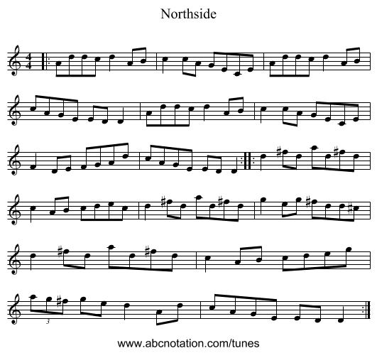 Northside - staff notation