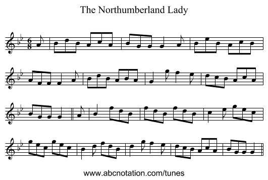 Northumberland Lady, The - staff notation