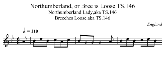 Northumberland, or Bree is Loose TS.146 - staff notation