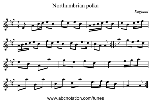 Northumbrian polka - staff notation