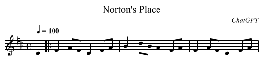 Norton's Place - staff notation