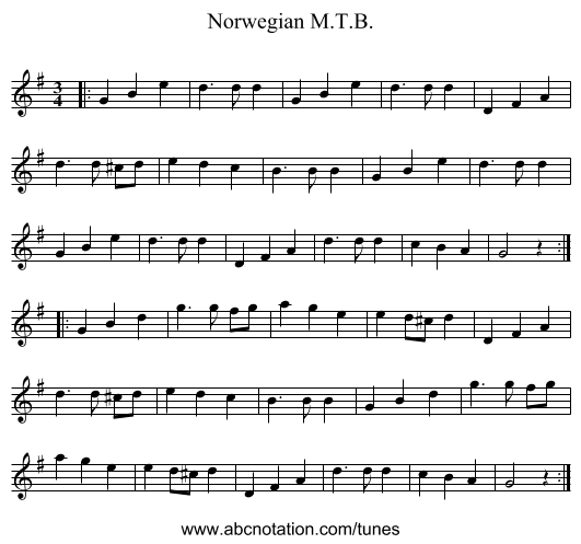 Norwegian M.T.B. - staff notation