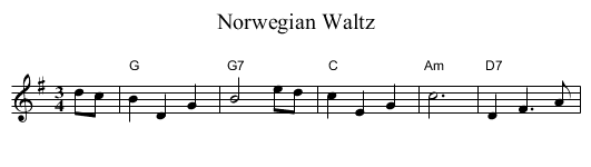 Norwegian Waltz - staff notation