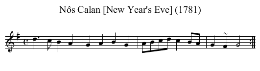 Nôs Calan [New Year's Eve] (1781) - staff notation