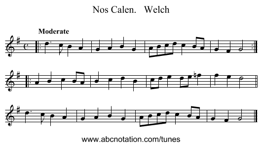 Nos Calen. Welch - staff notation