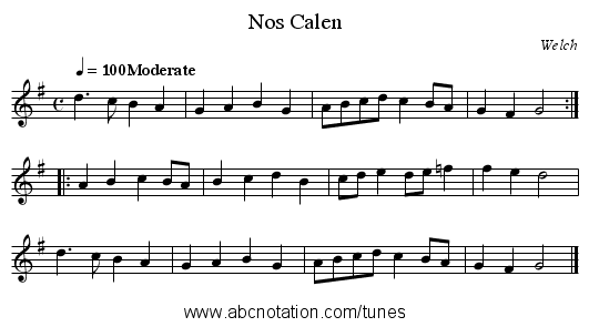 Nos Calen - staff notation